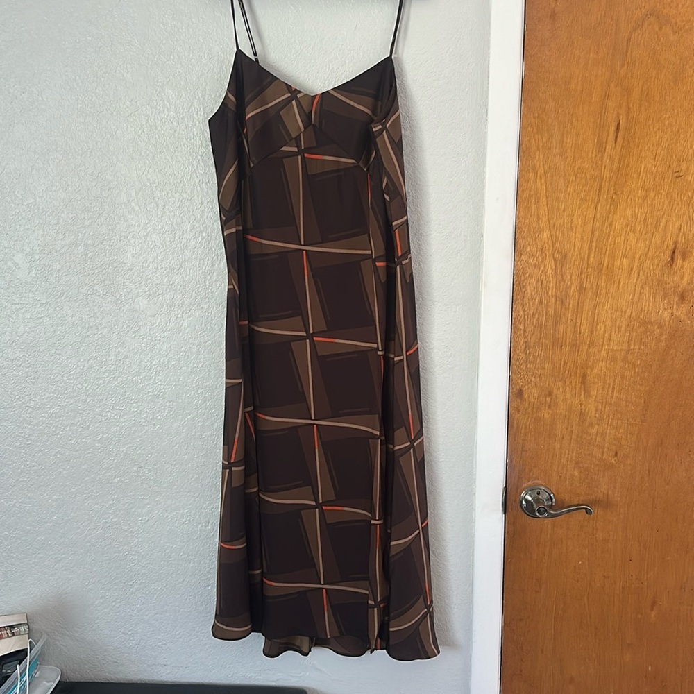 Size XL brown, cream and orange slip dress